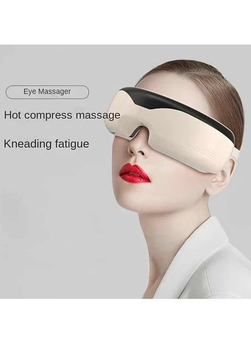 YelaJoy Beige Rechargeable Smart Eye Heating Pad - Foldable Portable Eye Massager with Vibration & 1200mAh Battery, Ideal Gift for Eye Relaxation - Image 3